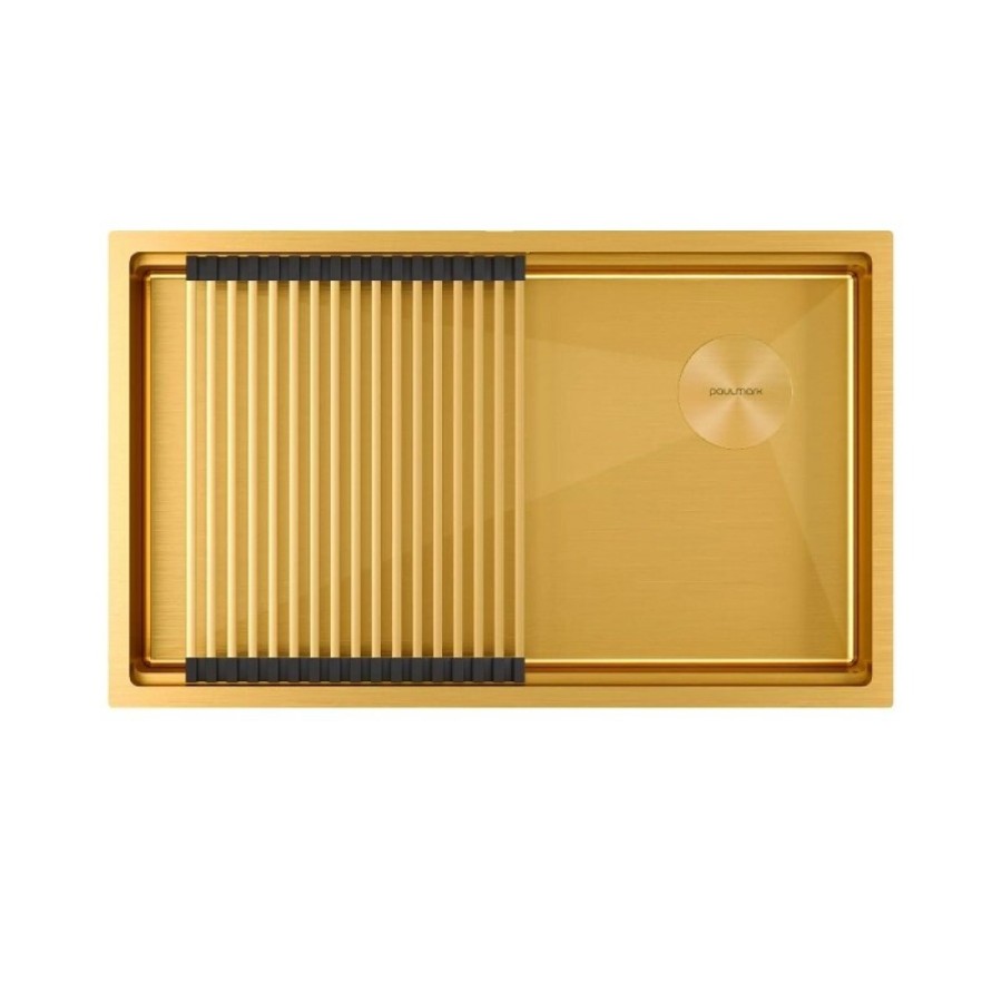 Мойка кухонная Paulmark Next PRO 74 UNI, PM707445-BG, 74 см, PVD покрытие, цвет брашированное золото