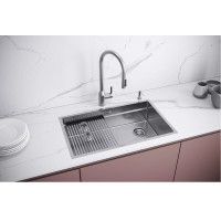 Мойка кухонная Paulmark Next PRO 74 UNI, PM707445-BS, 74 см, цвет нержавеющая сталь