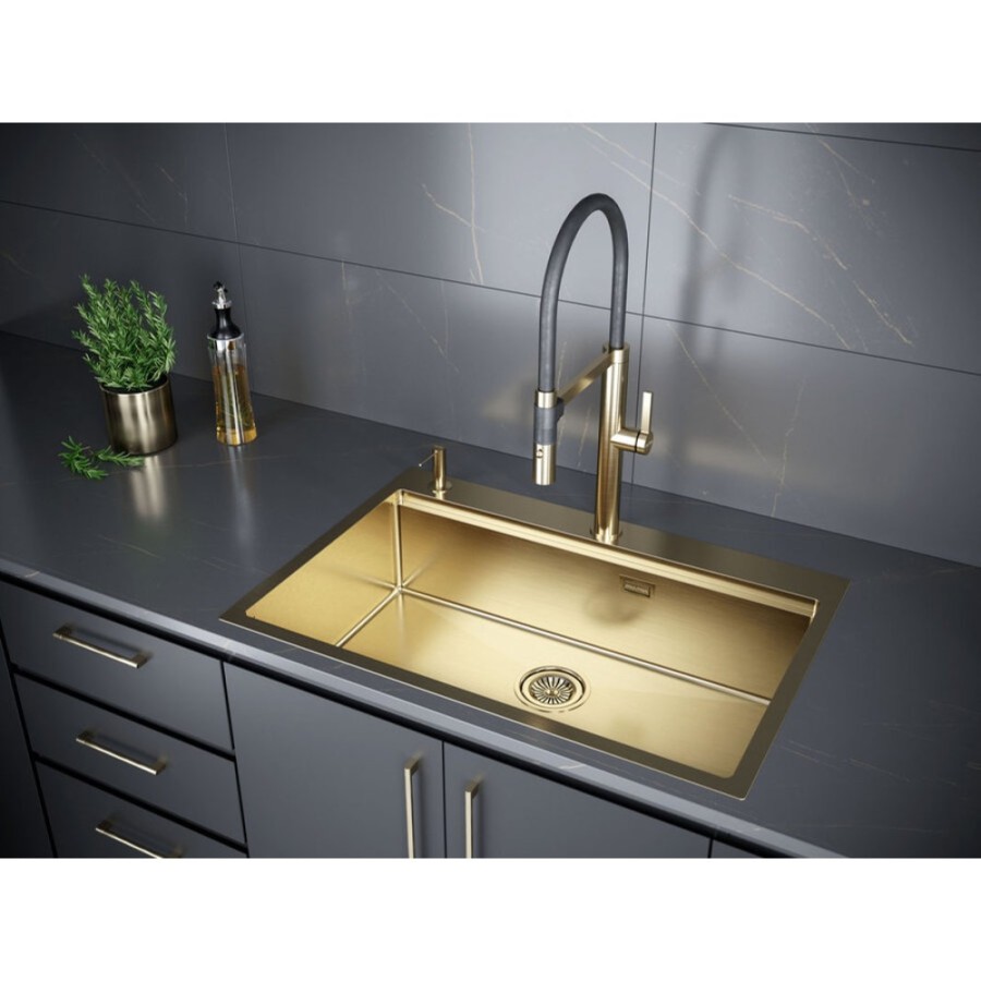 Мойка кухонная Paulmark Kroner-Pro PM707551-BG, 75 х 51 см, брашированное золото