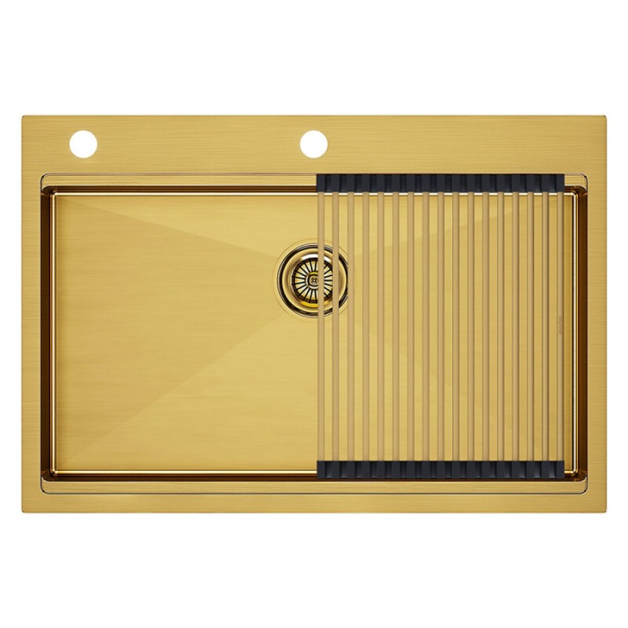 Мойка кухонная Paulmark Kroner-Pro PM707551-BG, 75 х 51 см, брашированное золото