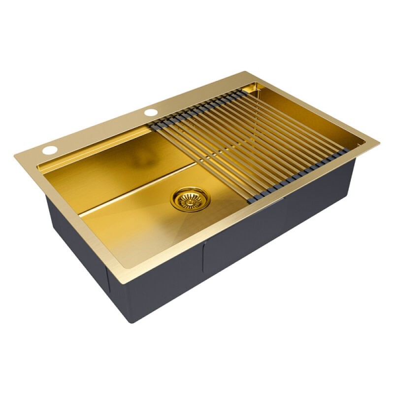 Мойка кухонная Paulmark Kroner-Pro PM707551-BG, 75 х 51 см, брашированное золото