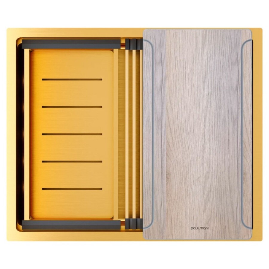 Мойка кухонная Paulmark Next Multi Sink 54 UNI, PM785445-BG, 54 см, PVD покрытие, цвет брашированное золото