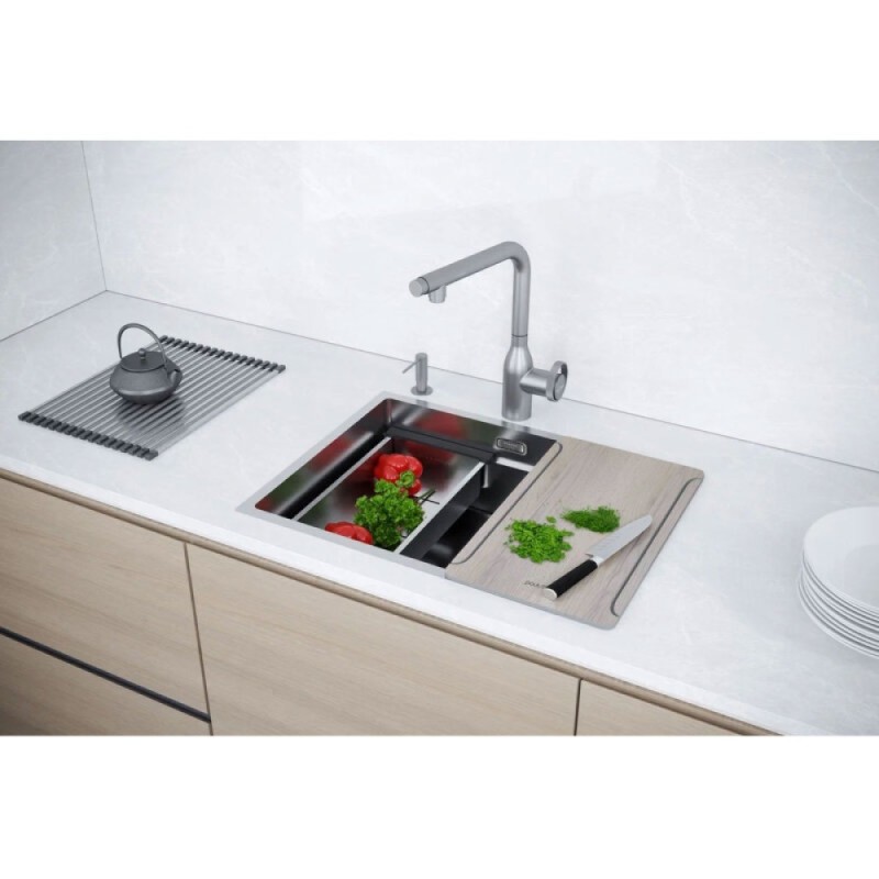Мойка кухонная Paulmark Next Multi Sink 54 Uni, PM785445-BS, 54 см, цвет нержавеющая сталь