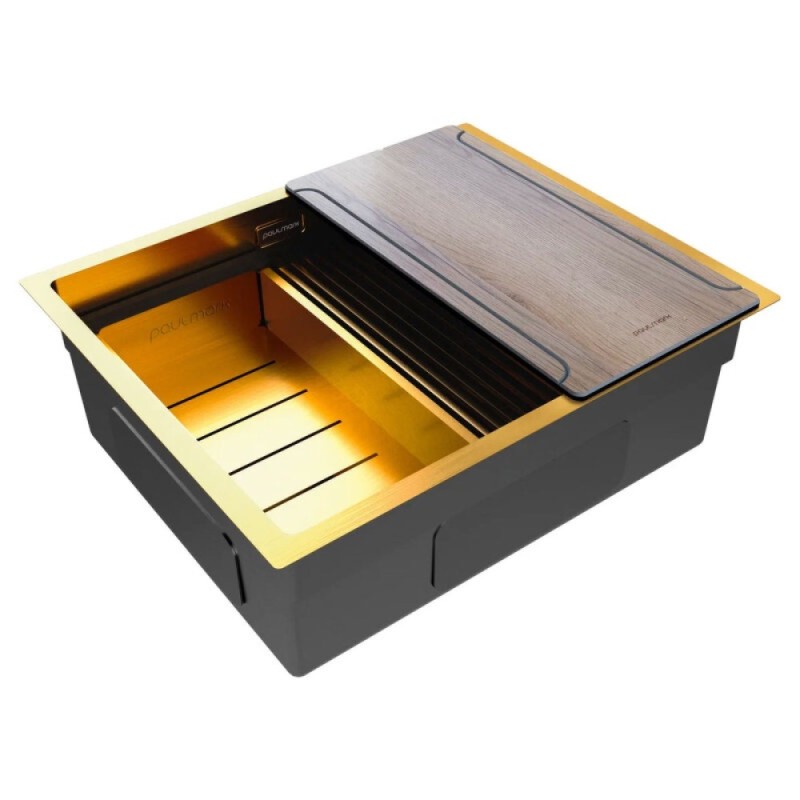 Мойка кухонная Paulmark Next Multi Sink 58 UNI, PM785845-BG, 58 см, PVD покрытие, цвет брашированное золото