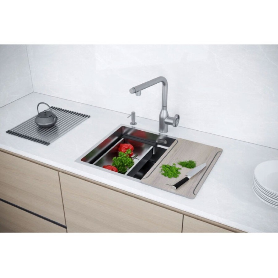 Мойка кухонная Paulmark Next Multi Sink 58 Uni, PM785845-BS, 58 см, цвет нержавеющая сталь