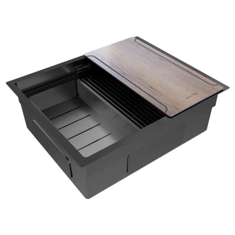 Мойка кухонная Paulmark Multi Sink 58 Uni, PM785845-GM, 58 см, PVD покрытие, цвет вороненая сталь