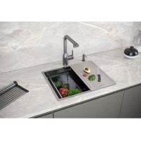 Мойка кухонная Paulmark Multi Sink 58 Uni, PM785845-GM, 58 см, PVD покрытие, цвет вороненая сталь