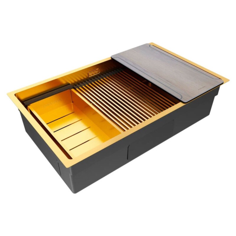 Мойка кухонная Paulmark Next Multi Sink 74 UNI, PM787445-BG, 74 см, PVD покрытие, цвет брашированное золото