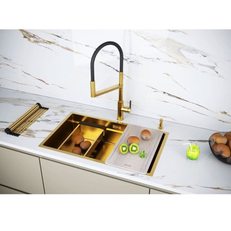 Мойка кухонная Paulmark Next Multi Sink 74 UNI, PM787445-BG, 74 см, PVD покрытие, цвет брашированное золото