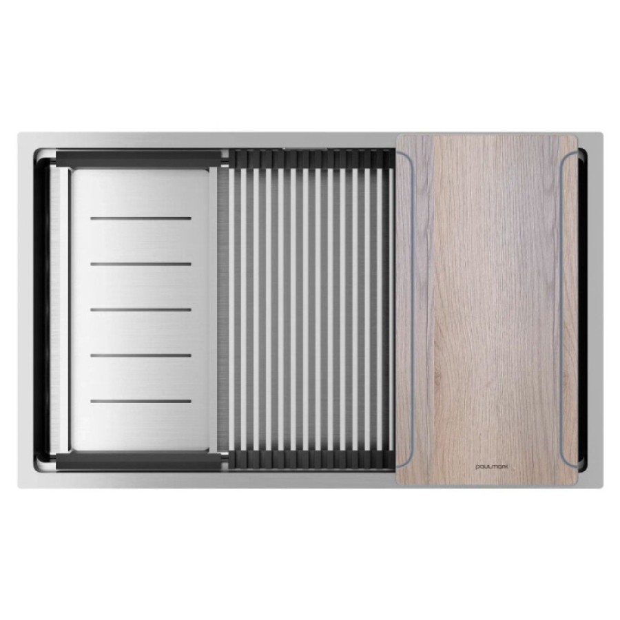 Мойка кухонная Paulmark Next Multi Sink 74 Uni, PM787445-BS, 74 см, цвет нержавеющая сталь