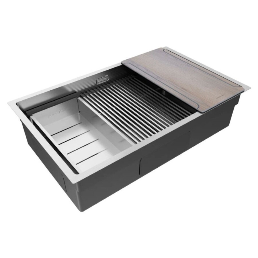 Мойка кухонная Paulmark Next Multi Sink 74 Uni, PM787445-BS, 74 см, цвет нержавеющая сталь