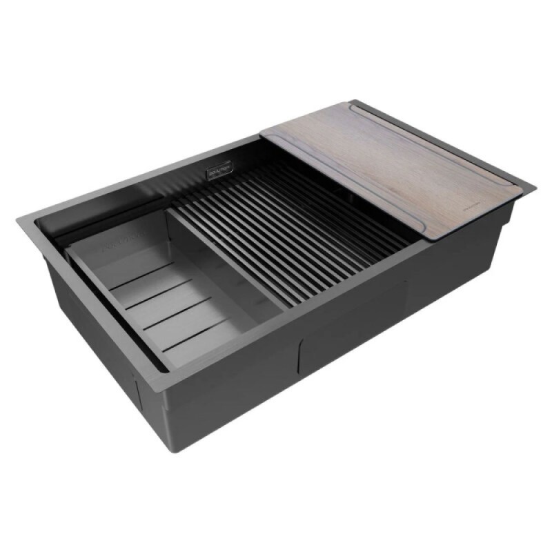 Мойка кухонная Paulmark Multi Sink 74 Uni, PM787445-GM, 74 см, PVD покрытие, цвет вороненая сталь