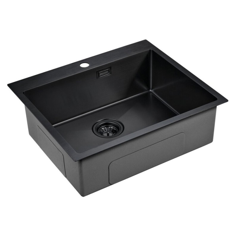 Мойка кухонная Paulmark Isar PM805951-GM, 59 см, вороненая сталь