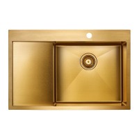 Мойка кухонная Paulmark Elde PM807851-BGL/R, 78 см, брашированное золото, левая/правая
