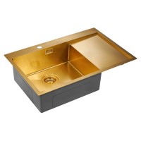 Мойка кухонная Paulmark Elde PM807851-BGL/R, 78 см, брашированное золото, левая/правая