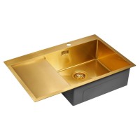 Мойка кухонная Paulmark Elde PM807851-BGL/R, 78 см, брашированное золото, левая/правая