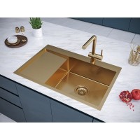 Мойка кухонная Paulmark Elde PM807851-BGL/R, 78 см, брашированное золото, левая/правая