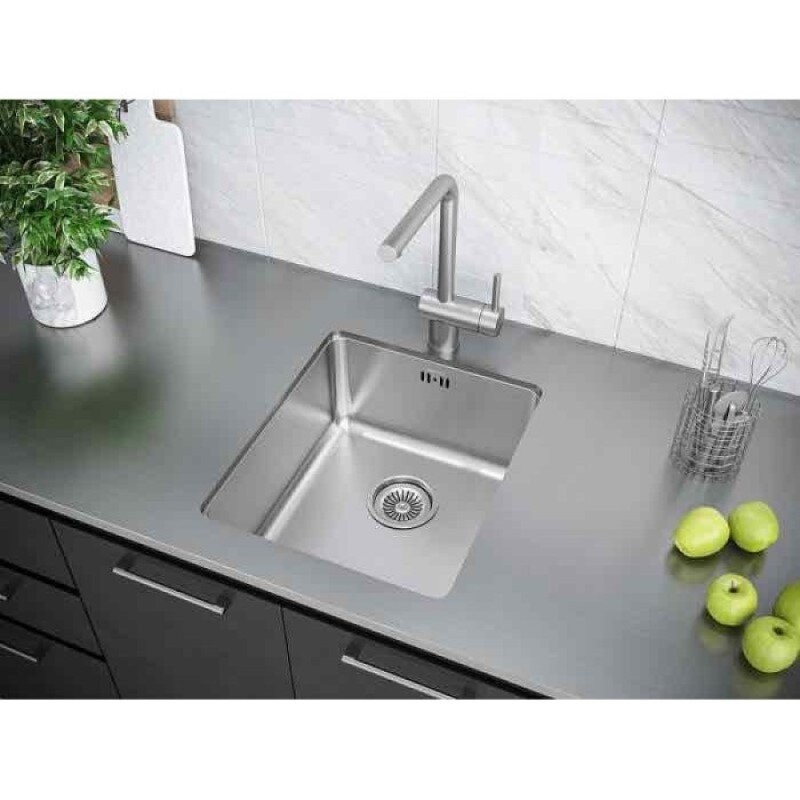 Мойка кухонная Paulmark Vista 38, PM904438-BS, брашированная нержавеющая сталь