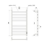 Полотенцесушитель электрический Point Меркурий PN83858GR, ширина 50 см, высота 80 см, диммер справа, цвет графит премиум