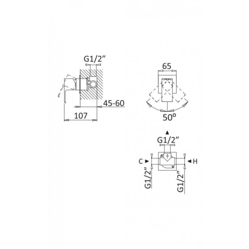 Смеситель для душа Cezares PORTA-DIM-SS, бронза