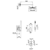 Душевая система Cezares Porta-DSIPQ-30-SR, золото