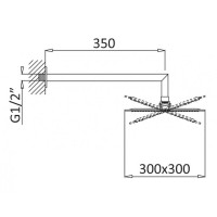 Верхний душ Cezares Porta-TDDQ-30-BIO, 30 см, 1 режим, с держателем, белый матовый