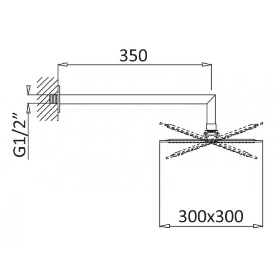 Верхний душ Cezares Porta-TDDQ-30-BIO, 30 см, 1 режим, с держателем, белый матовый