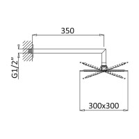Верхний душ Cezares PORTA-TDDQ-30-NOP, с держателем, черный матовый