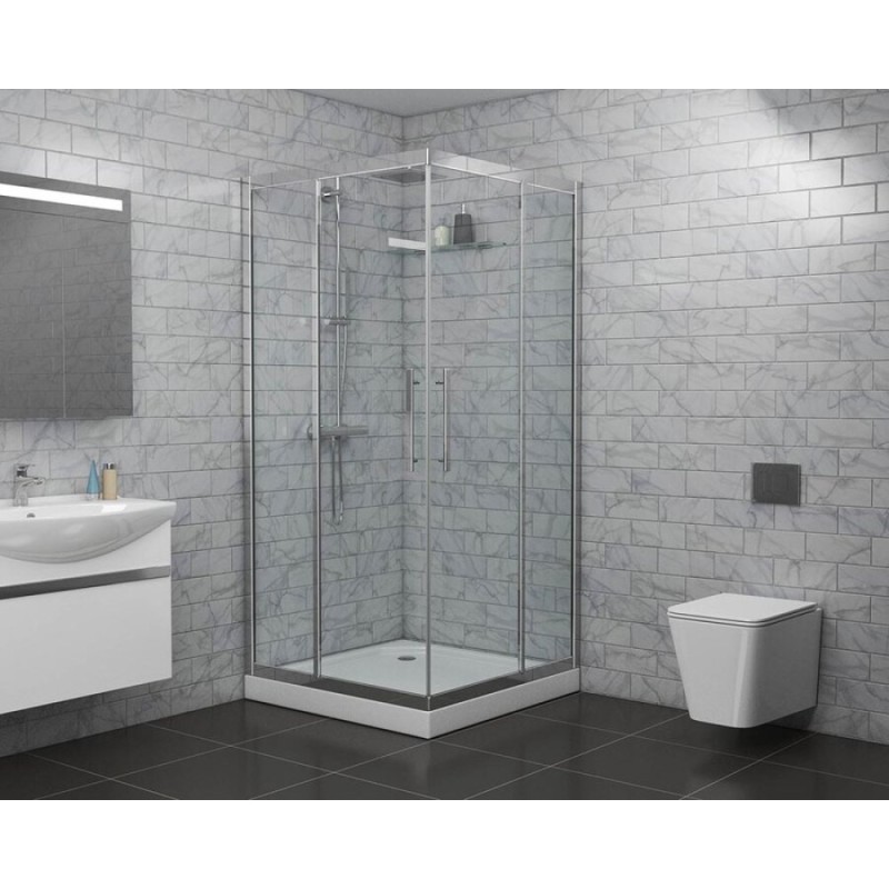 Душевой уголок Grossman Pragma PR-100SQ, 100 x 100 см, стекло прозрачное, цвет профиля - серебро