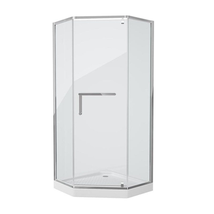 Душевой уголок Grossman Pragma PR-90SD, 90 x 90 см пятиугольный, стекло прозрачное, цвет профиля - серебро, с полотенцедержателем