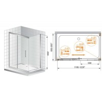 Душевой уголок Cezares PREMIER-SOFT-W-AH-1-120/80-C-Cr-IV, 120 х 80 см, стекло прозрачное