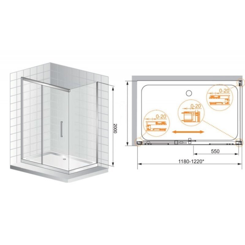 Душевой уголок Cezares PREMIER-SOFT-W-AH-1-120/90-C-Cr-IV, 120 х 90 х 200 см, стекло прозрачное антикальций, профиль хром