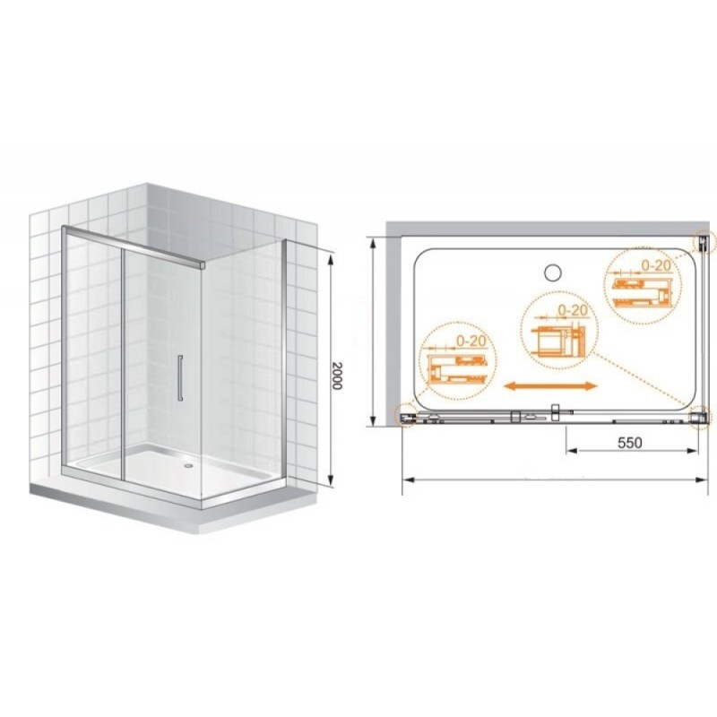 Душевой уголок Cezares PREMIER-SOFT-W-AH-1-130/100-C-Cr-IV, 130 х 100 х 200 см, стекло прозрачное антикальций, профиль хром