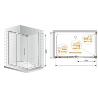 Душевой уголок Cezares PREMIER-SOFT-W-AH-1-140/80-C-Cr-IV, 140 х 80 х 200 см, стекло прозрачное антикальций, профиль хром