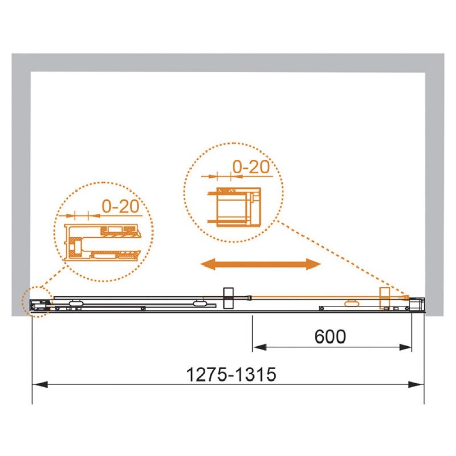 Душевая дверь Cezares Premier-Soft, 130 см, стекло прозрачное, профиль хром, PREMIER-SOFT-W-BF-1-130-C-Cr-IV