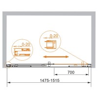 Душевая дверь Cezares Premier-Soft, 150 см, стекло прозрачное, профиль хром, PREMIER-SOFT-W-BF-1-150-C-Cr-IV