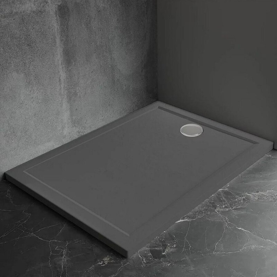 Поддон душевой Veconi Pietra AG PT-AG-10080-RU, 100 x 80 см, прямоугольный, искусственный камень, антрацит