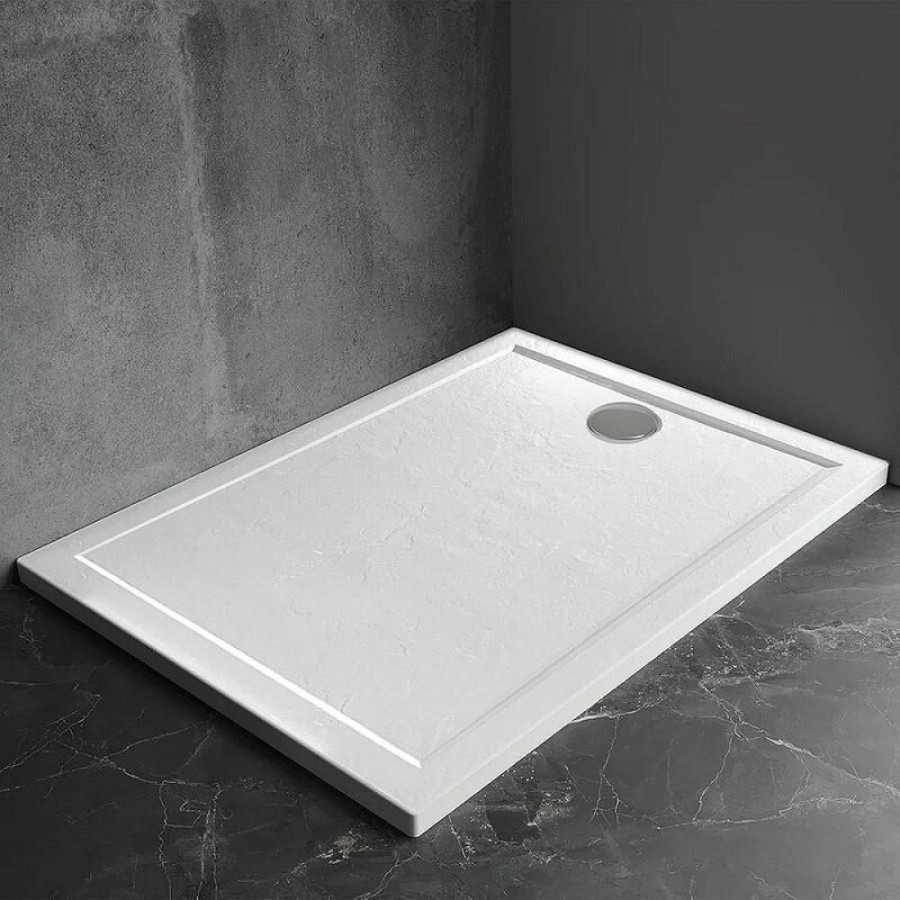 Поддон душевой Veconi Pietra W PT-W-10080-RU, 100 x 80 см, прямоугольный, искусственный камень, белый