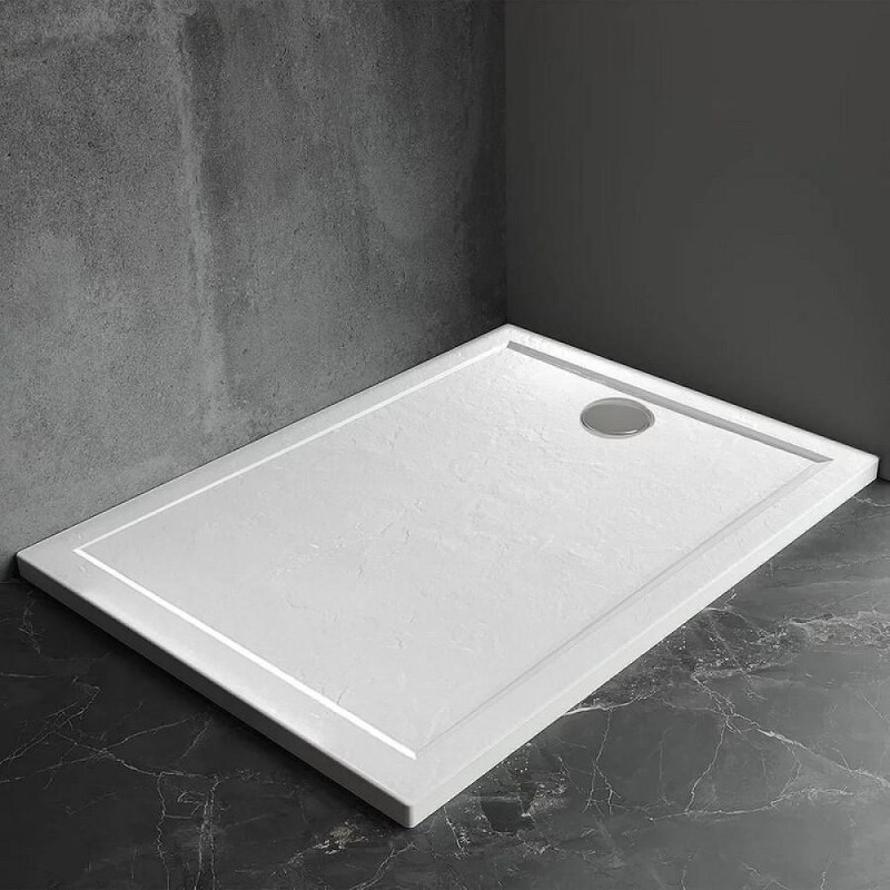 Поддон душевой Veconi Pietra W PT-W-10090-RU, 100 x 90 см, прямоугольный, искусственный камень, белый
