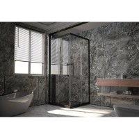 Душевой уголок Veconi Premium Trento PTC20-B-11080-01-C4, 110 x 80 см, стекло прозрачное, профиль черный матовый