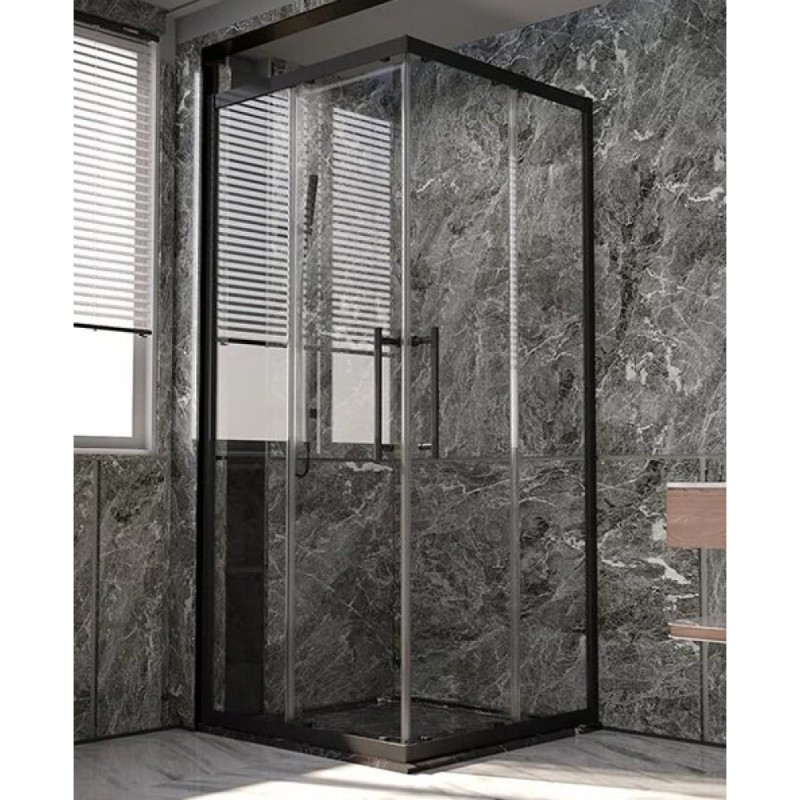 Душевой уголок Veconi Premium Trento PTC20-B-8080-01-C4, 80 x 80 см, стекло прозрачное, профиль черный матовый