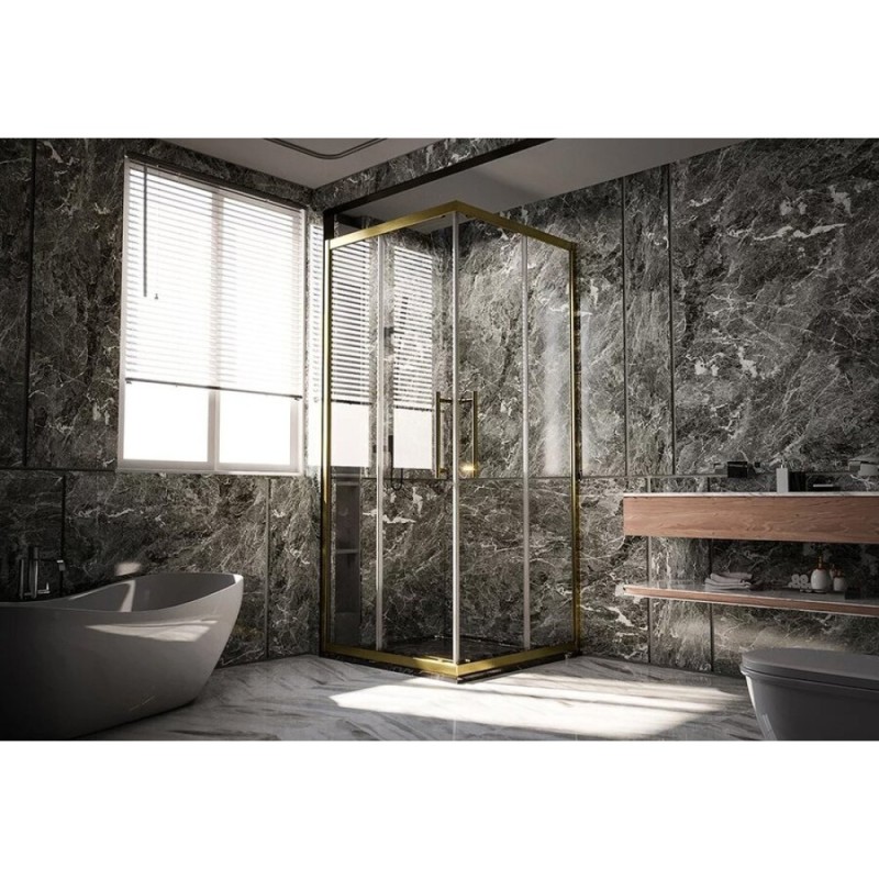 Душевой уголок Veconi Premium Trento PTC20-G-100100-01-C4, 100 x 100 см, стекло прозрачное, профиль золото брашированное