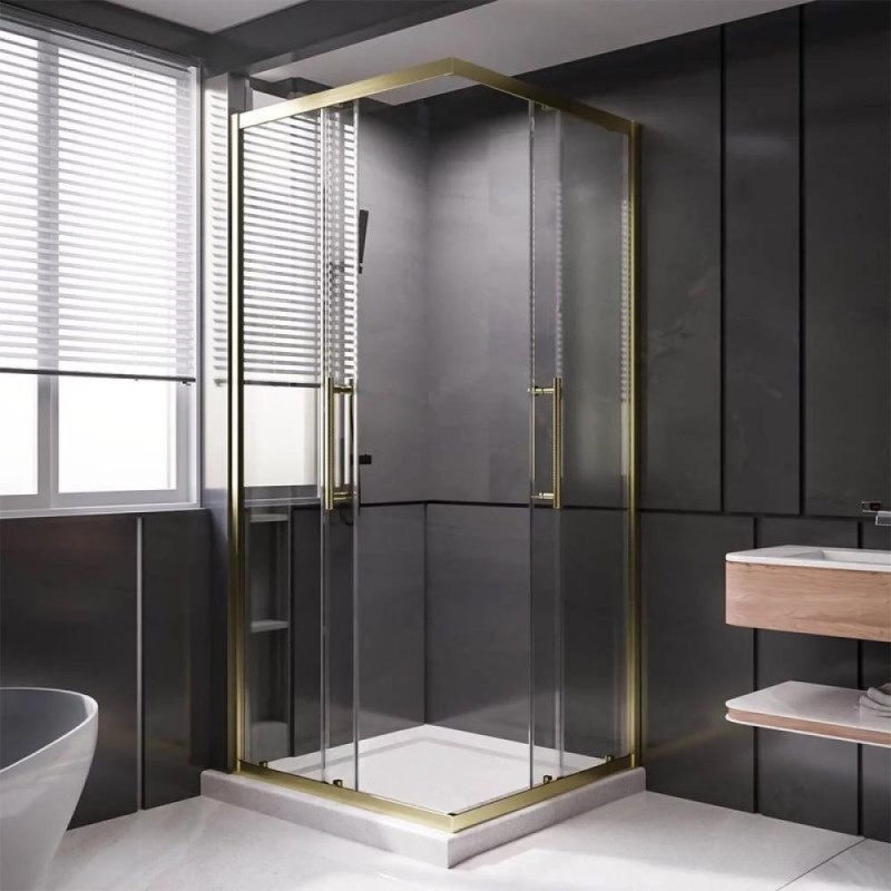 Душевой уголок Veconi Premium Trento PTC20-G-11090-01-C4, 110 x 90 см, стекло прозрачное, профиль золото брашированное