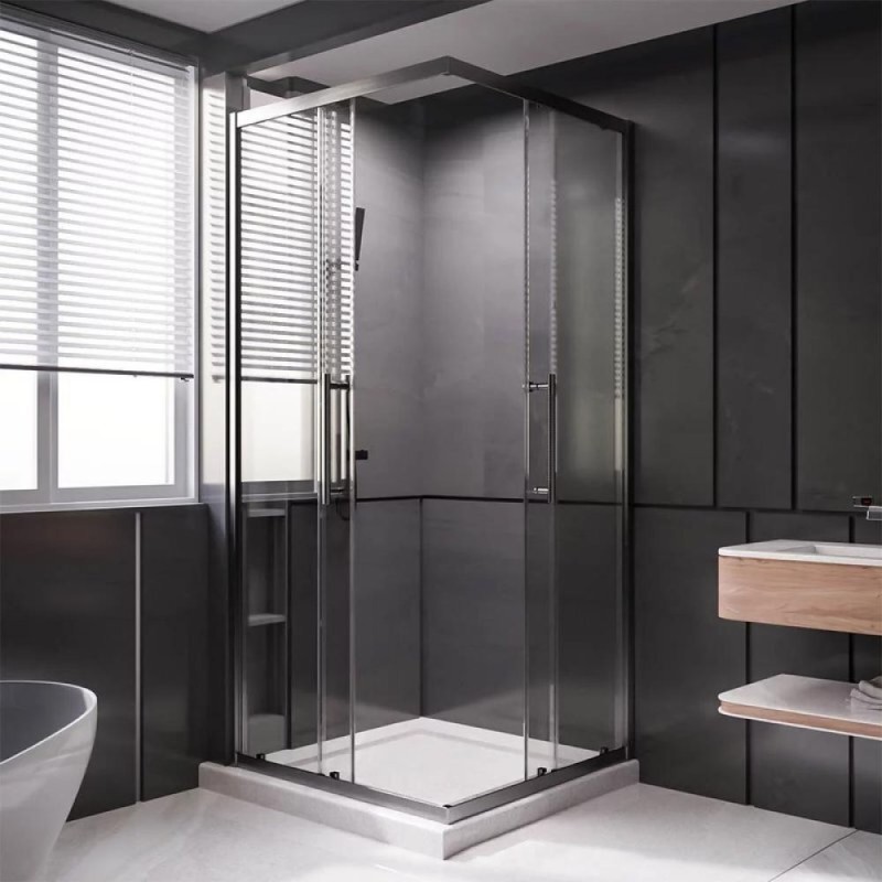 Душевой уголок Veconi Premium Trento PTC20-GR-8080-01-C4, 80 x 80 см, стекло прозрачное, профиль графит брашированный