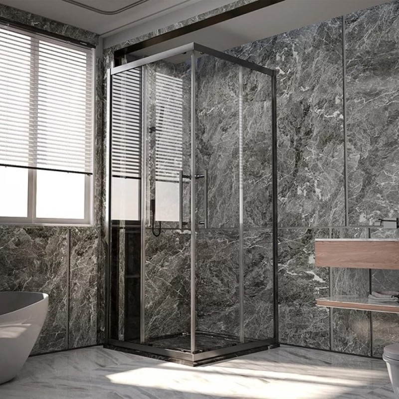 Душевой уголок Veconi Premium Trento PTC20-GR-9090-01-C4, 90 x 90 см, стекло прозрачное, профиль графит брашированный