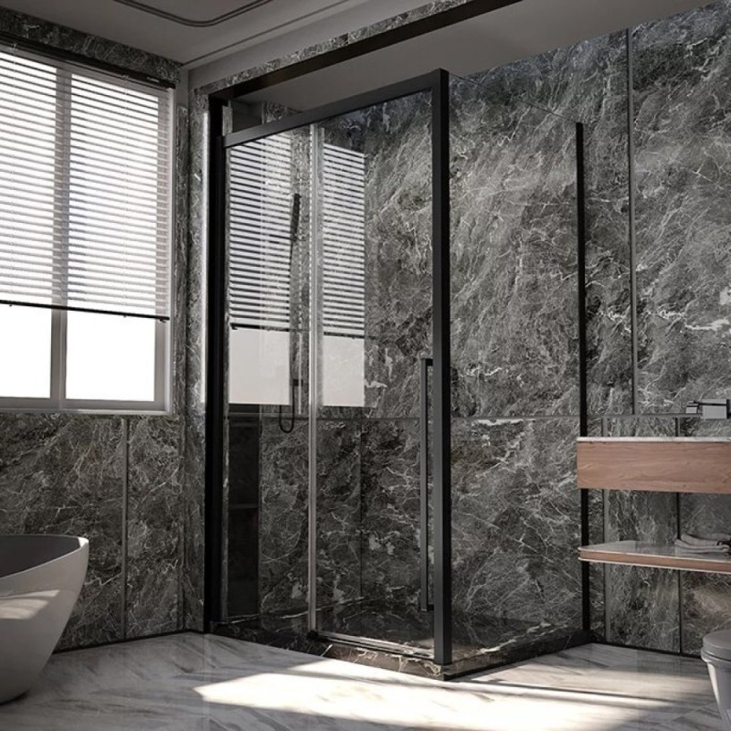 Душевой уголок Veconi Premium Trento PTC30-SP-120100-B-01-C4, 120 x 100 см, стекло прозрачное, профиль черный матовый