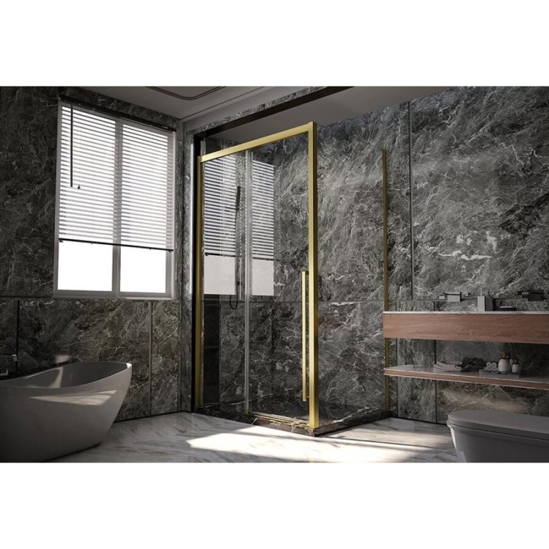 Душевой уголок Veconi Premium Trento PTC30-SP-12090-G-01-C4, 120 x 90 см, стекло прозрачное, профиль золото брашированное