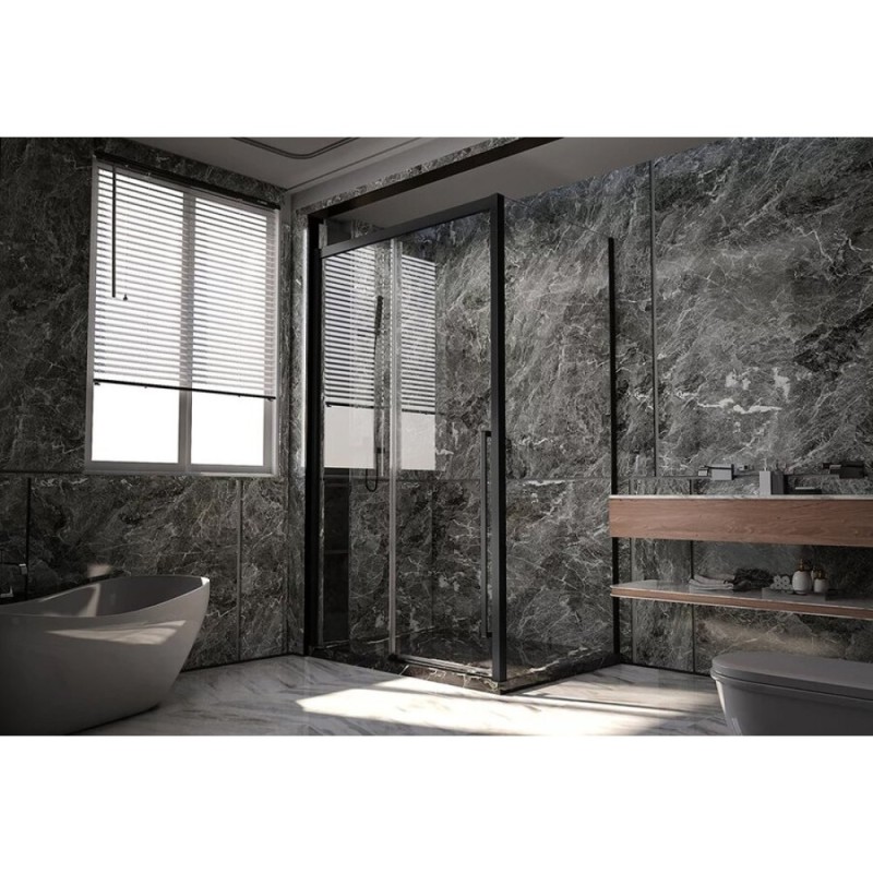 Душевой уголок Veconi Premium Trento PTC30-SP-15080-B-01-C4, 150 x 80 см, стекло прозрачное, профиль черный матовый