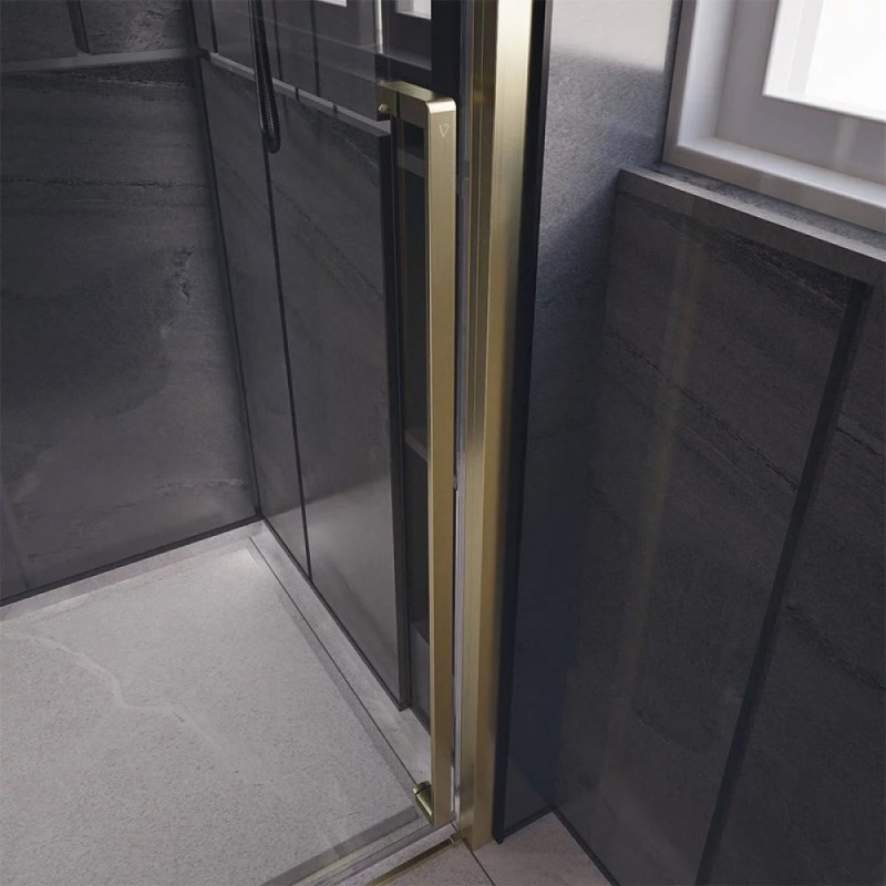 Душевой уголок Veconi Premium Trento PTC30-SP-15080-G-01-C4, 150 x 80 см, стекло прозрачное, профиль золото брашированное