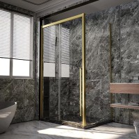 Душевой уголок Veconi Premium Trento PTC30-SP-15080-G-01-C4, 150 x 80 см, стекло прозрачное, профиль золото брашированное